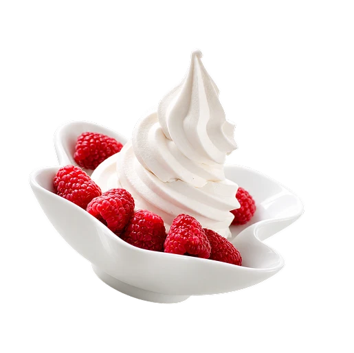 Frozen Yogurt crémeux et fruits coupés